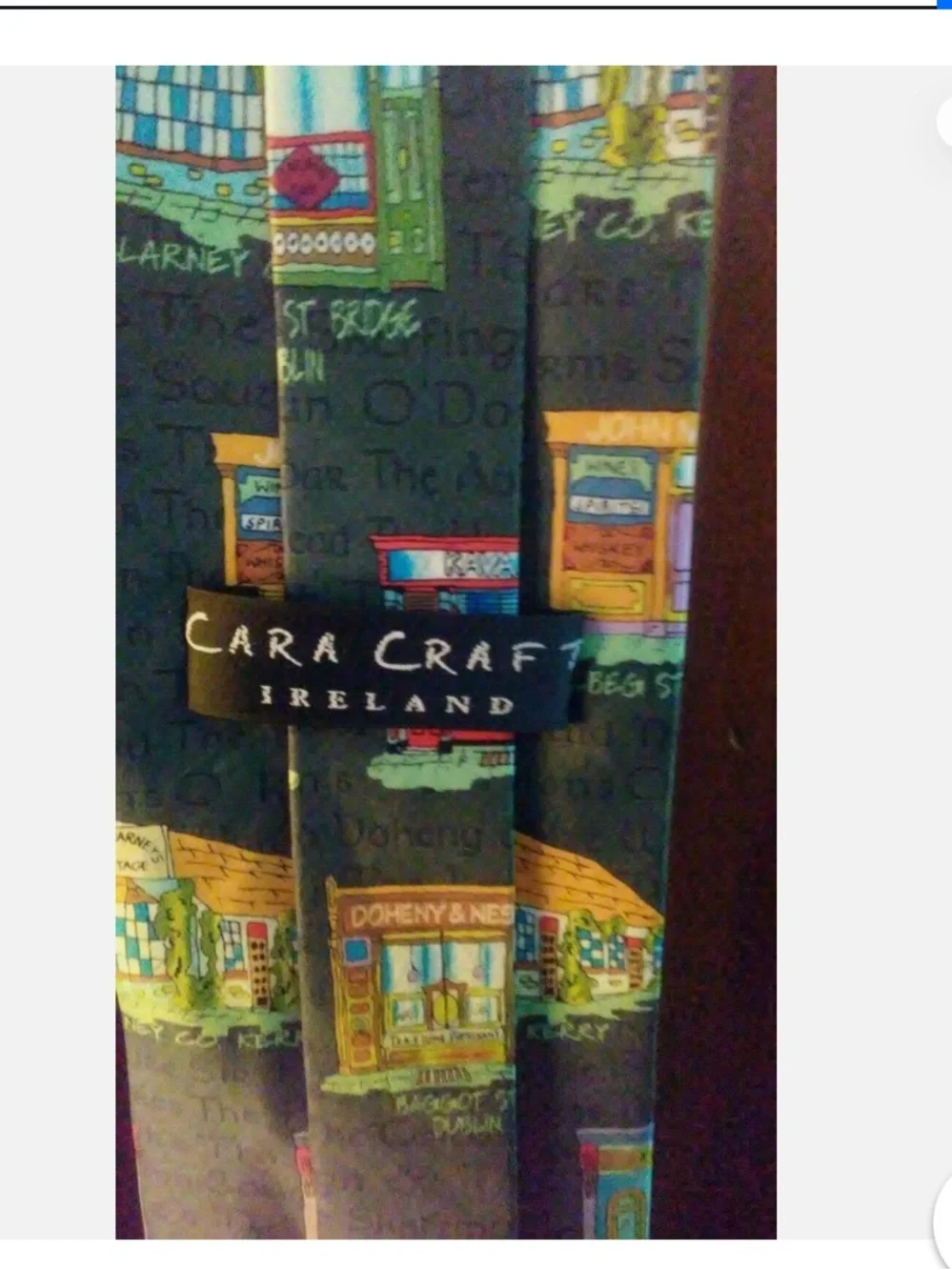 Cara Craft Men's Dark Green Novelty Tie with Colorful Shopfront Motif - Ireland